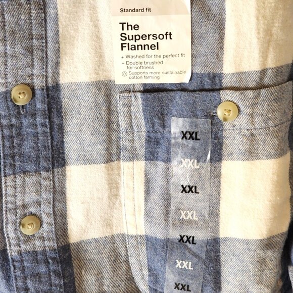 Sonoma Men’s XXL Supersoft Flannel Shirt – Blue & White Check NWT - Picture 7 of 10